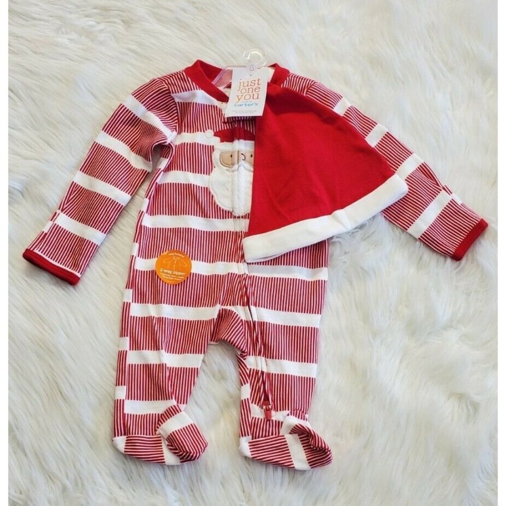 Just One You Carters Newborn Boys Holiday Outfit Set Long Sleeve w/Santa Hat NWT